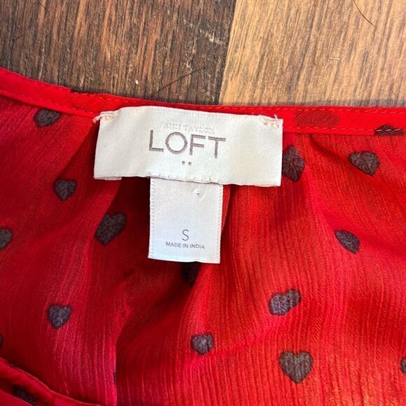 Loft  Valentines red, sheer blouse, size small - Picture 3 of 3